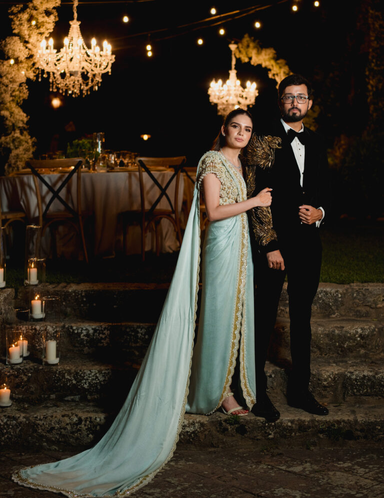 Bride and Groom portrait - Hindu Wedding at Borgo Stomennano - Italian Wedding Designer